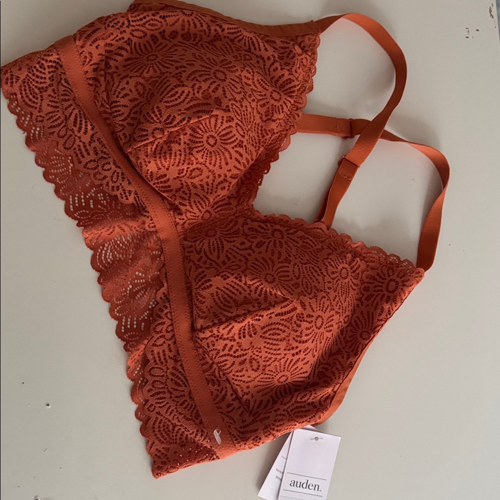 Auden Floral Lace Bralette in Warm Orange